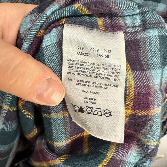 Columbia Omni Wick Plaid Flannel Shirt Mens M Blue Green Button Front Outdoors - Picture 6 of 7